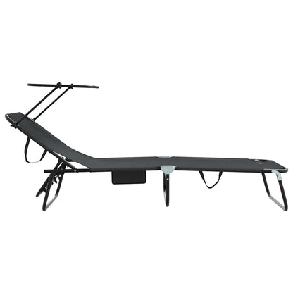 Klappbare Sonnenliege mit Kissen Schwarz 56 x 190 x 81cm Stoff
