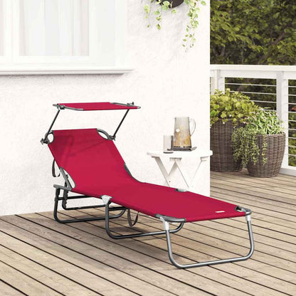 Klappbare Sonnenliege mit Kissen Rot 56 x 190 x 81cm Stoff