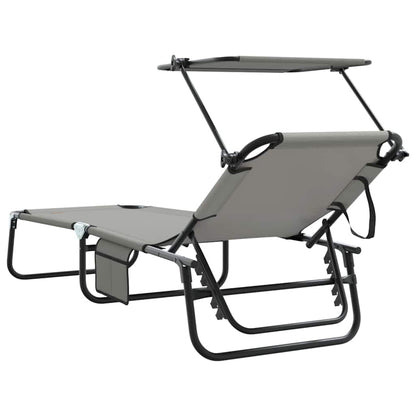 Klappbare Sonnenliege mit Kissen Grau 56 x 190 x 81cm Stoff