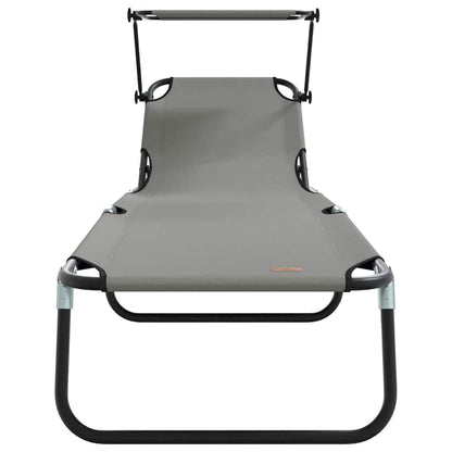 Klappbare Sonnenliege mit Kissen Grau 56 x 190 x 81cm Stoff