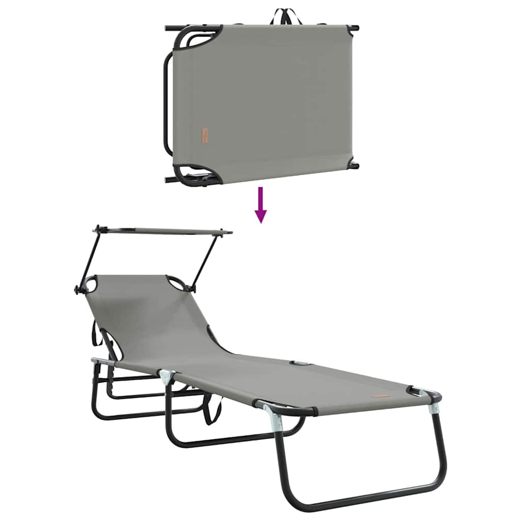 Klappbare Sonnenliege mit Kissen Grau 56 x 190 x 81cm Stoff