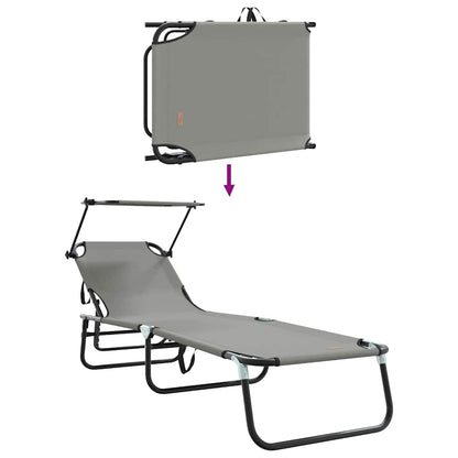 Klappbare Sonnenliege mit Kissen Grau 56 x 190 x 81cm Stoff