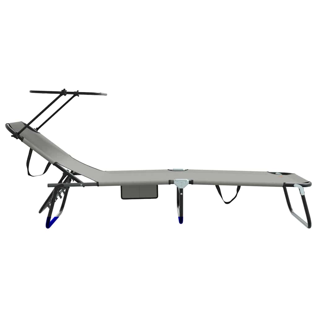 Klappbare Sonnenliege mit Kissen Grau 56 x 190 x 81cm Stoff