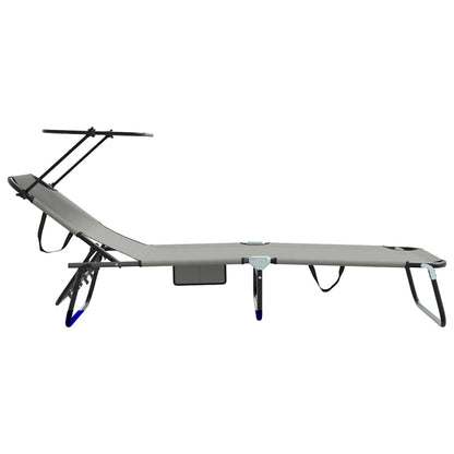 Klappbare Sonnenliege mit Kissen Grau 56 x 190 x 81cm Stoff