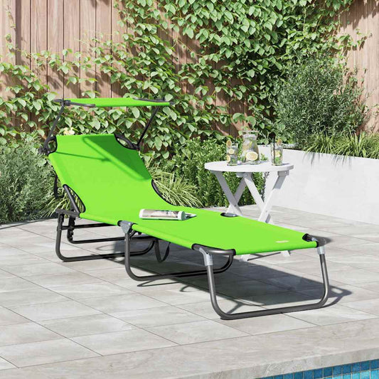 Klappbare Sonnenliege mit Kissen Grün 56 x 190 x 81cm Stoff
