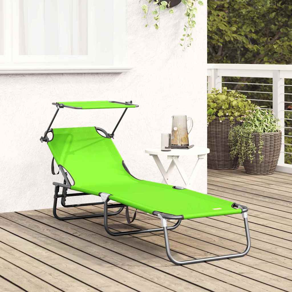 Klappbare Sonnenliege mit Kissen Grün 56 x 190 x 81cm Stoff