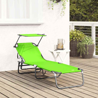 Klappbare Sonnenliege mit Kissen Grün 56 x 190 x 81cm Stoff