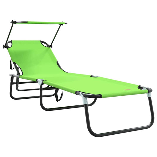 Klappbare Sonnenliege mit Kissen Grün 56 x 190 x 81cm Stoff