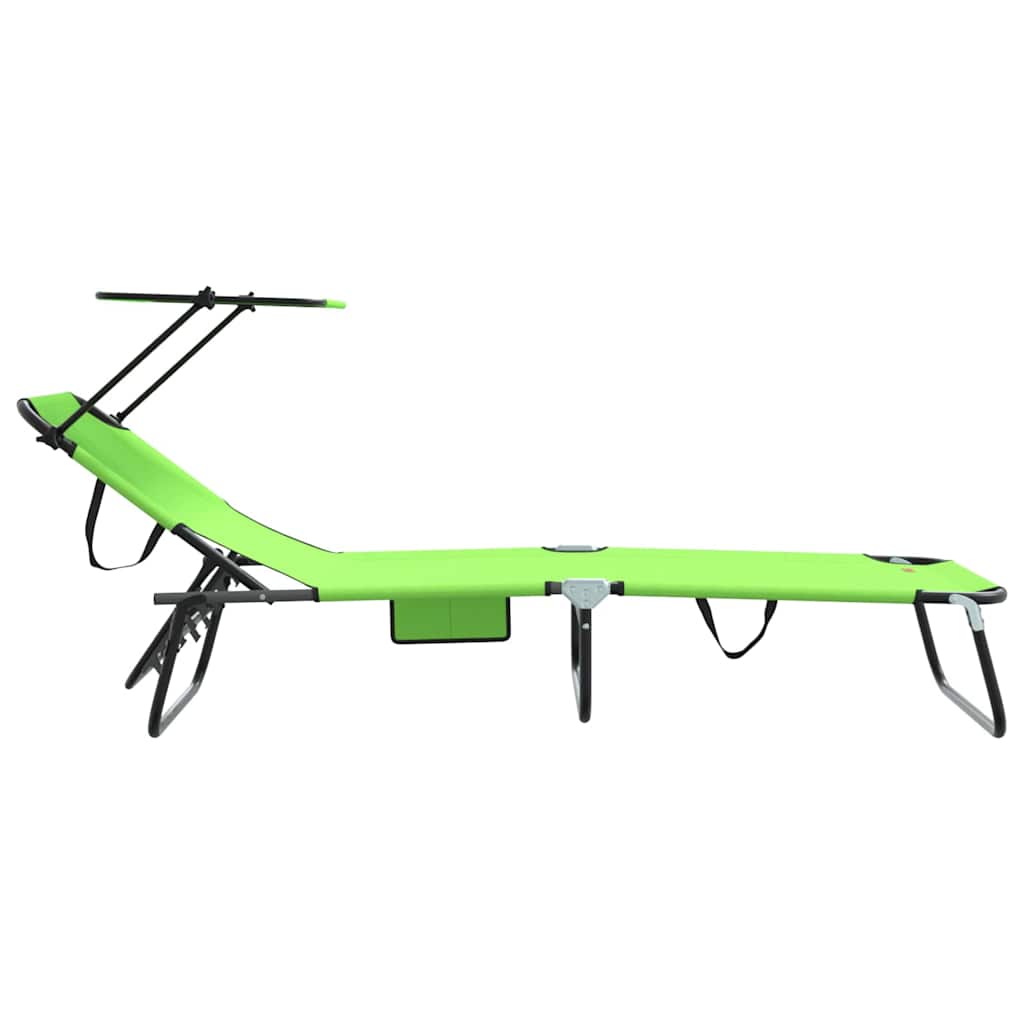 Klappbare Sonnenliege mit Kissen Grün 56 x 190 x 81cm Stoff