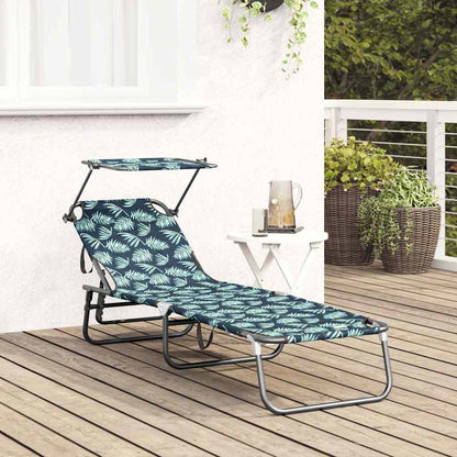 Klappbare Sonnenliege mit Kissen Grün 56 x 190 x 81cm Stoff
