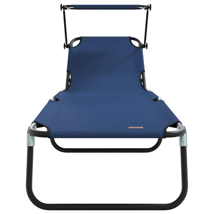 Klappbare Sonnenliege 2-Person 2 pcs Blau 56 x 190 x 81cm Stoff
