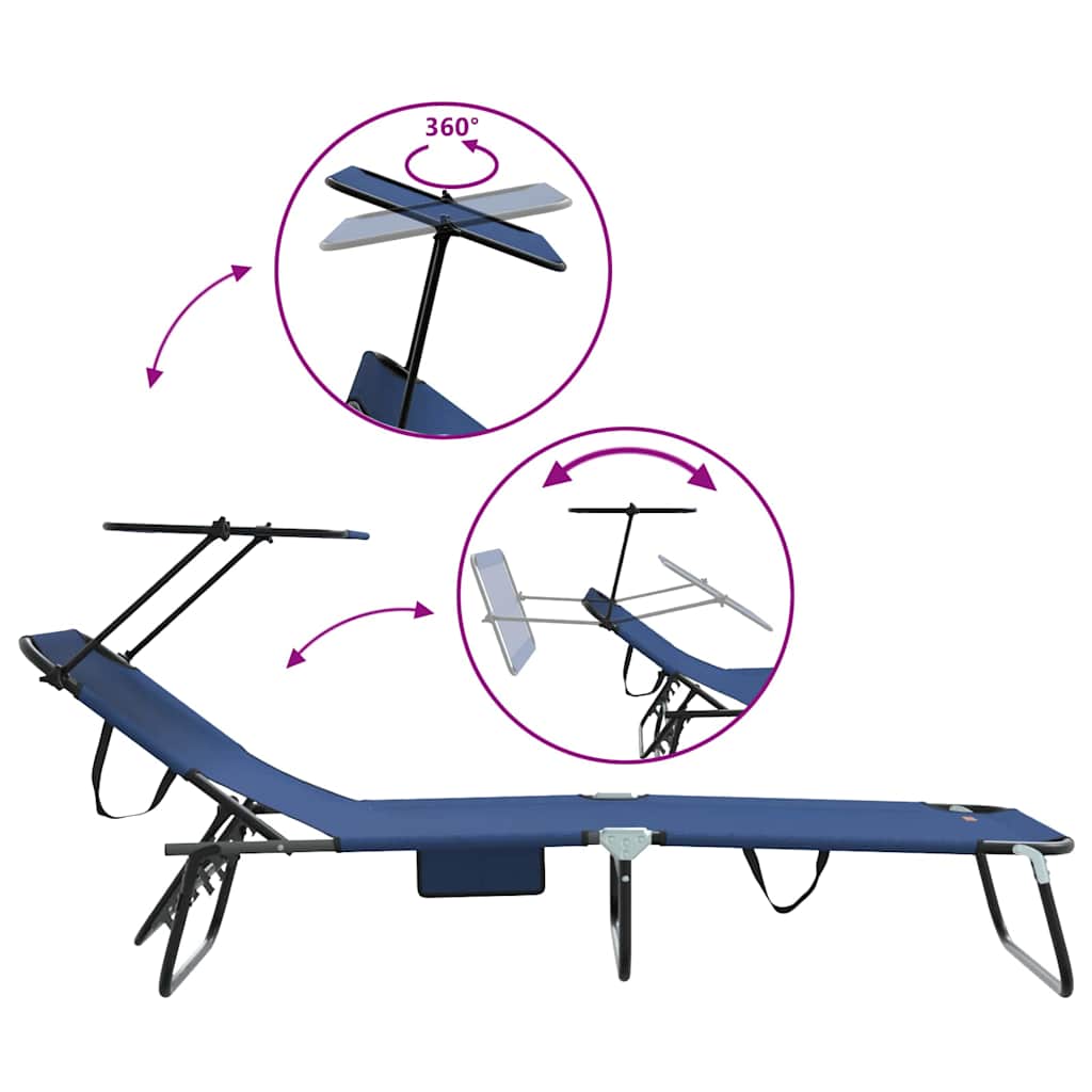 Klappbare Sonnenliege 2-Person 2 pcs Blau 56 x 190 x 81cm Stoff