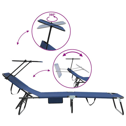 Klappbare Sonnenliege 2-Person 2 pcs Blau 56 x 190 x 81cm Stoff