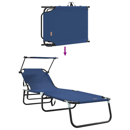 Klappbare Sonnenliege 2-Person 2 pcs Blau 56 x 190 x 81cm Stoff