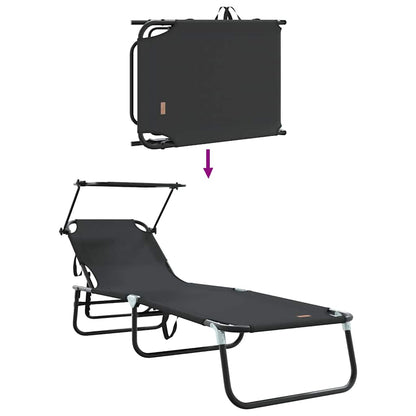 Klappbare Sonnenliege 2 pcs Schwarz 56 x 190 x 81cm Stoff