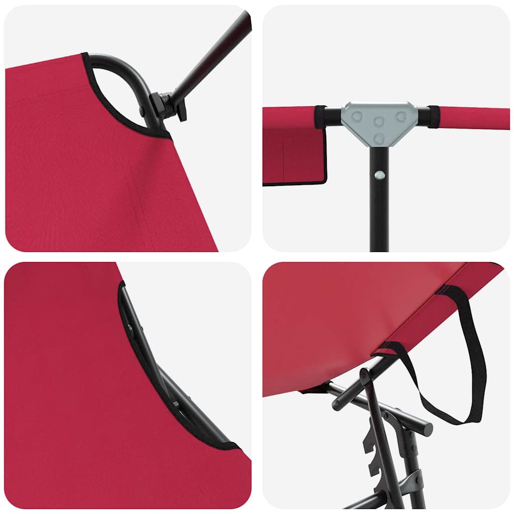 Klappbare Sonnenliege 2-Person 2 pcs Rot 56 x 190 x 81cm Stoff
