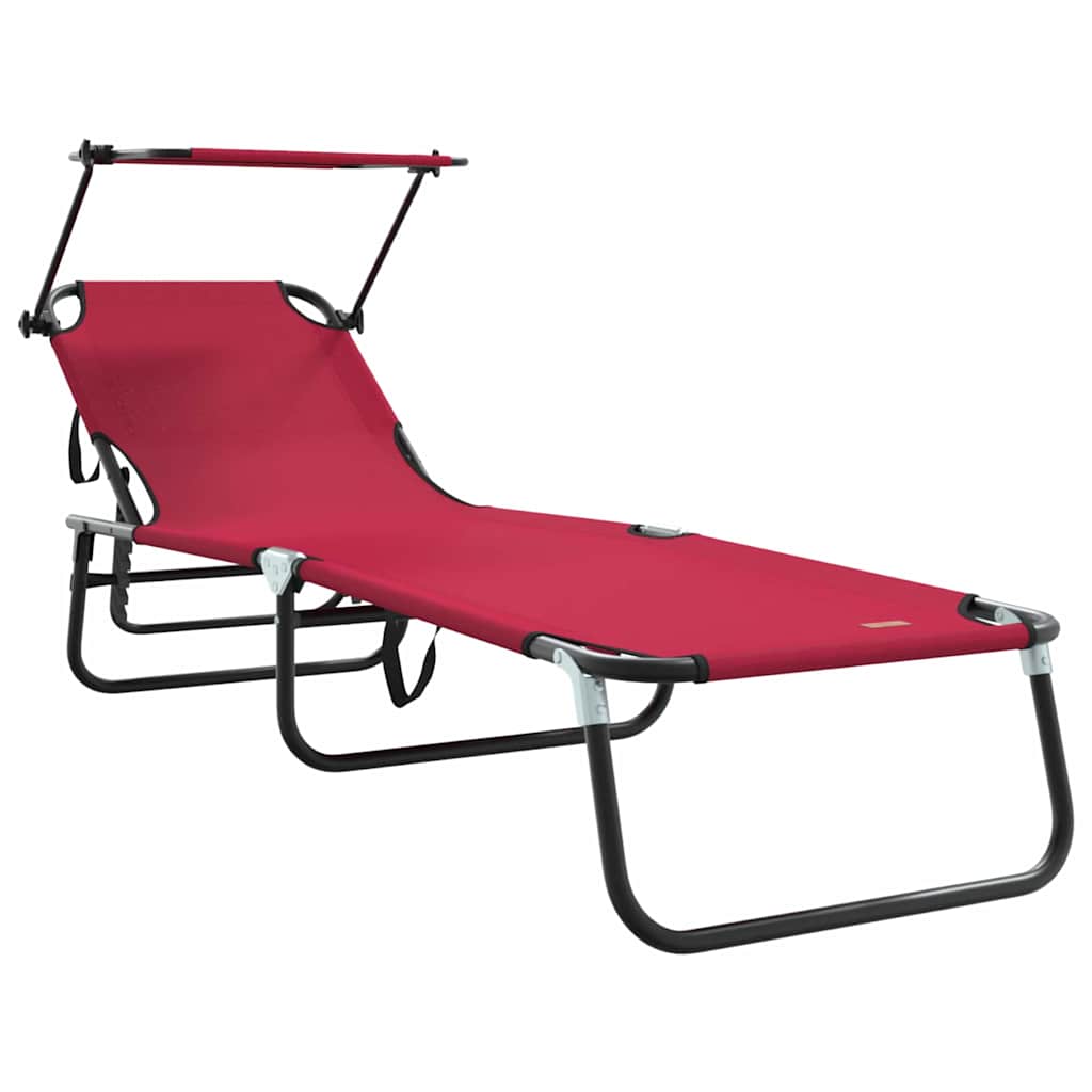 Klappbare Sonnenliege 2-Person 2 pcs Rot 56 x 190 x 81cm Stoff
