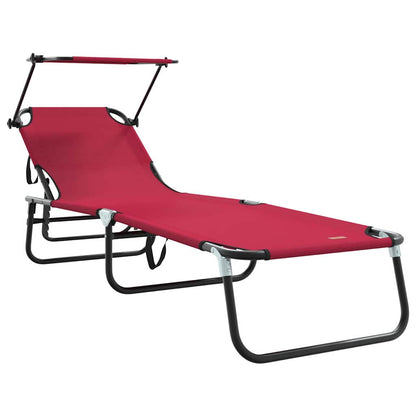 Klappbare Sonnenliege 2-Person 2 pcs Rot 56 x 190 x 81cm Stoff