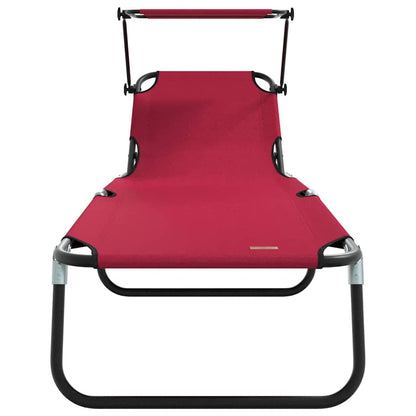 Klappbare Sonnenliege 2-Person 2 pcs Rot 56 x 190 x 81cm Stoff