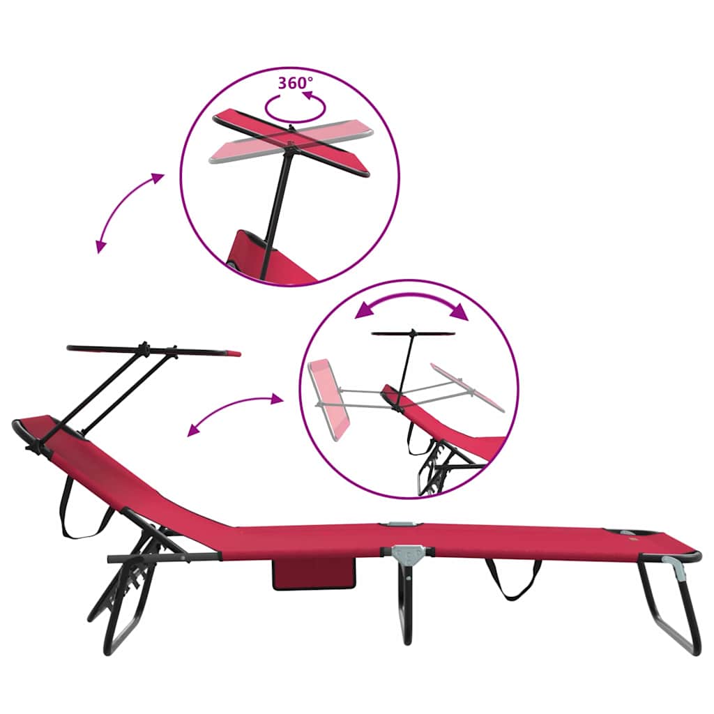 Klappbare Sonnenliege 2-Person 2 pcs Rot 56 x 190 x 81cm Stoff