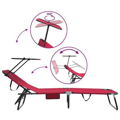 Klappbare Sonnenliege 2-Person 2 pcs Rot 56 x 190 x 81cm Stoff