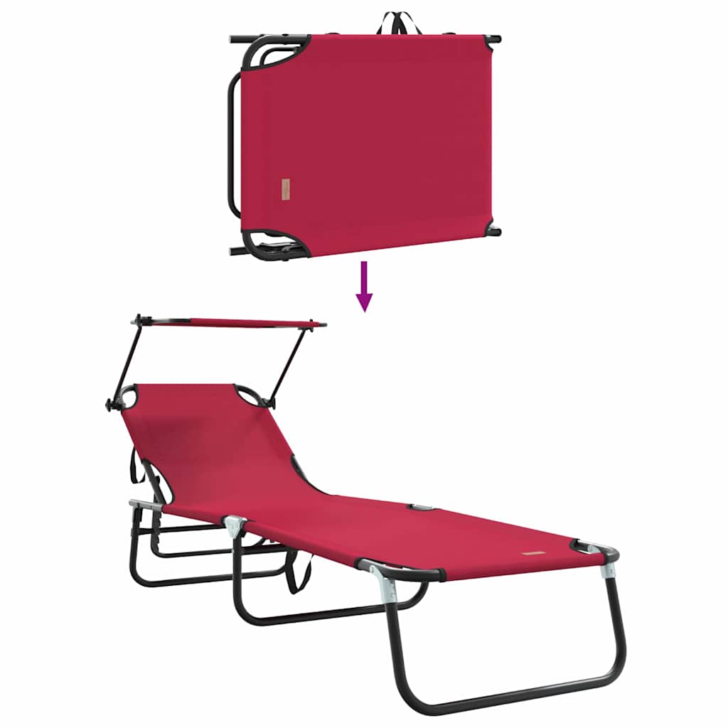 Klappbare Sonnenliege 2-Person 2 pcs Rot 56 x 190 x 81cm Stoff