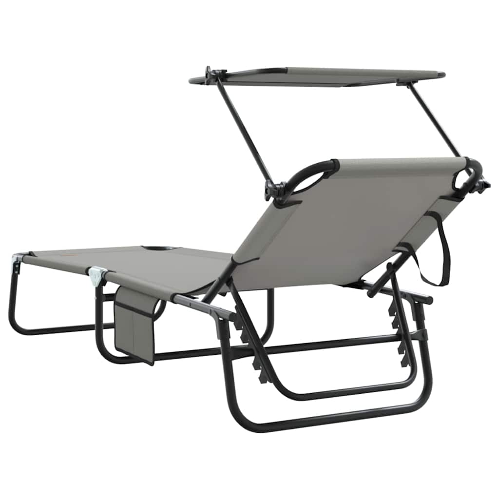 Klappbare Sonnenliege 2-Person 2 pcs Grau 56 x 190 x 81cm Stoff