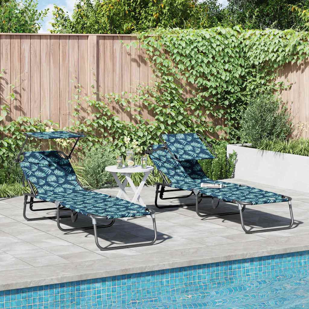 Klappbare Sonnenliege 2-Person 2 pcs Grün 56 x 190 x 81cm Stoff