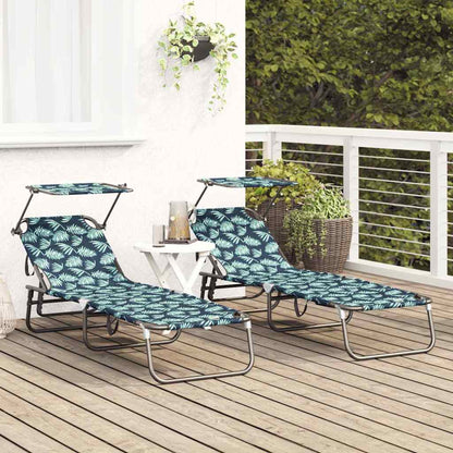 Klappbare Sonnenliege 2-Person 2 pcs Grün 56 x 190 x 81cm Stoff