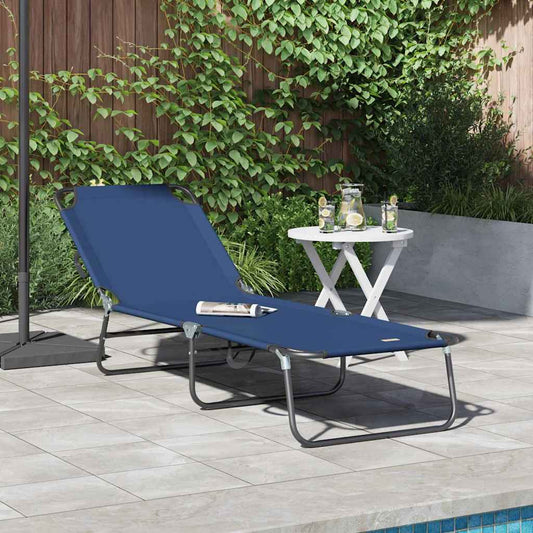 Klappbare Sonnenliege 1-Person Blau 56 x 189 x 87cm Stoff