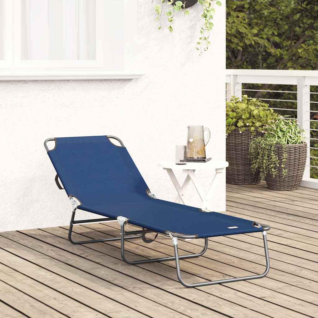 Klappbare Sonnenliege 1-Person Blau 56 x 189 x 87cm Stoff