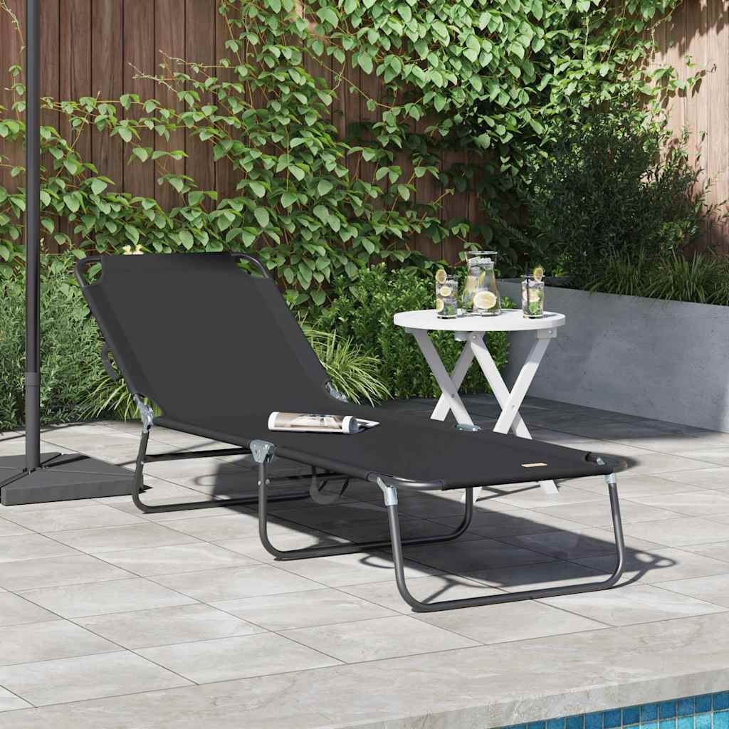 Klappbare Sonnenliege 1-Person Schwarz 56 x 189 x 87cm Stoff