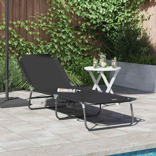 Klappbare Sonnenliege 1-Person Schwarz 56 x 189 x 87cm Stoff