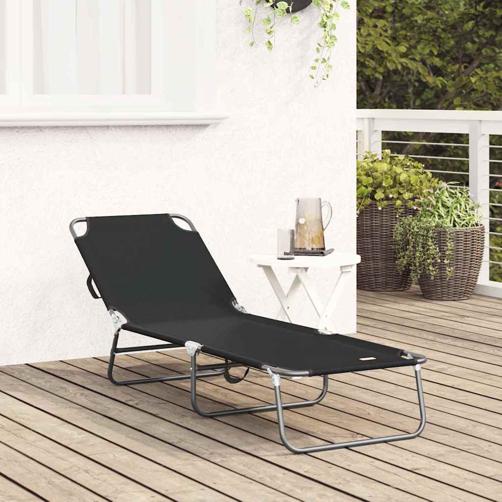 Klappbare Sonnenliege 1-Person Schwarz 56 x 189 x 87cm Stoff