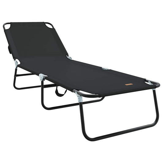 Klappbare Sonnenliege 1-Person Schwarz 56 x 189 x 87cm Stoff
