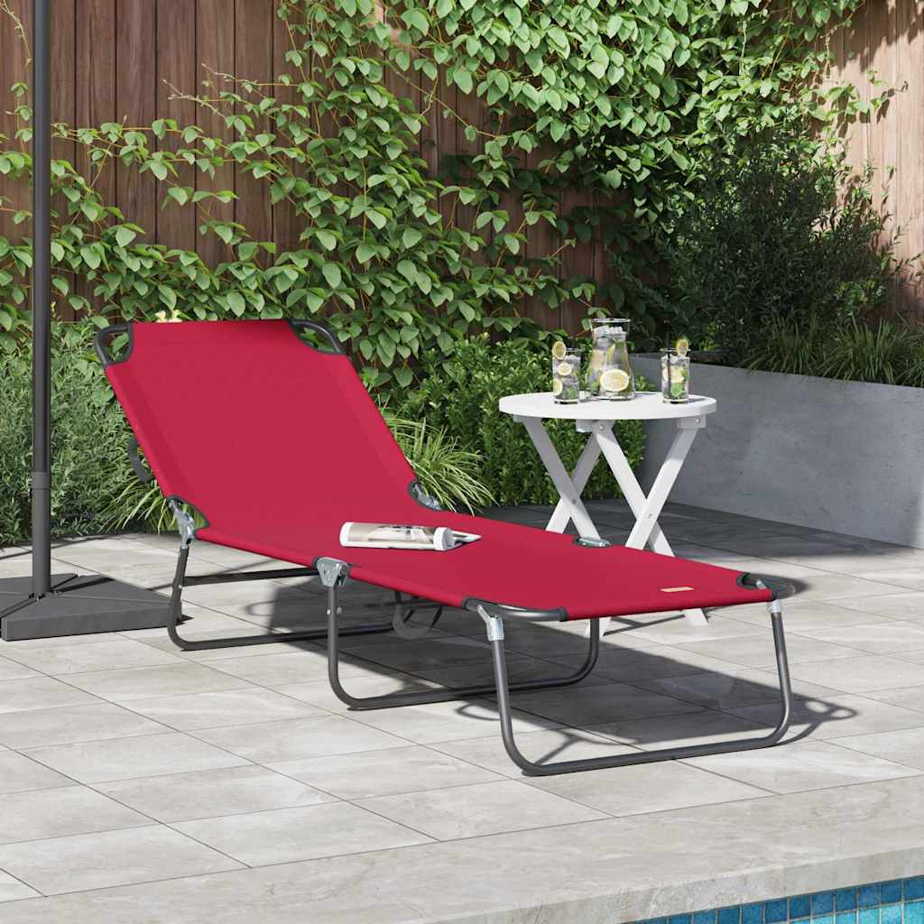 Klappbare Sonnenliege 1-Person Rot 56 x 189 x 87cm Stoff