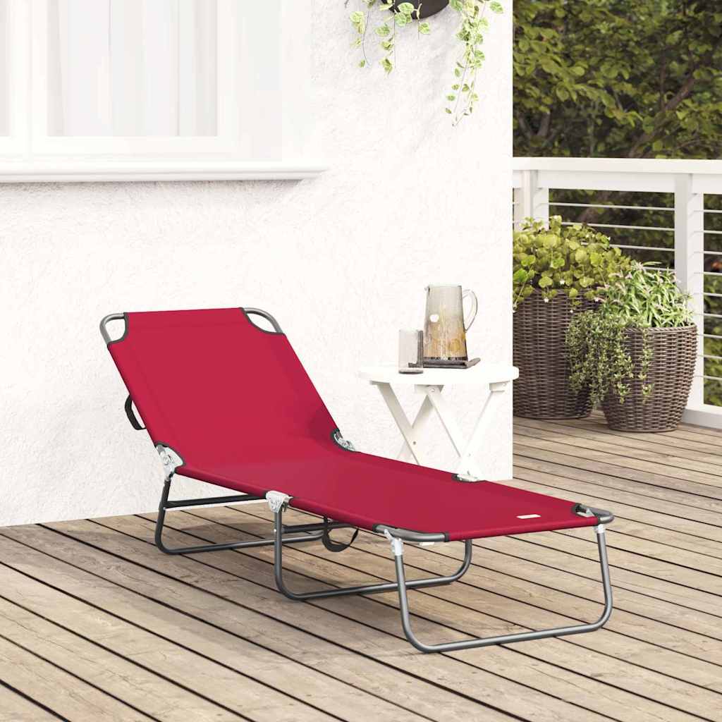 Klappbare Sonnenliege 1-Person Rot 56 x 189 x 87cm Stoff