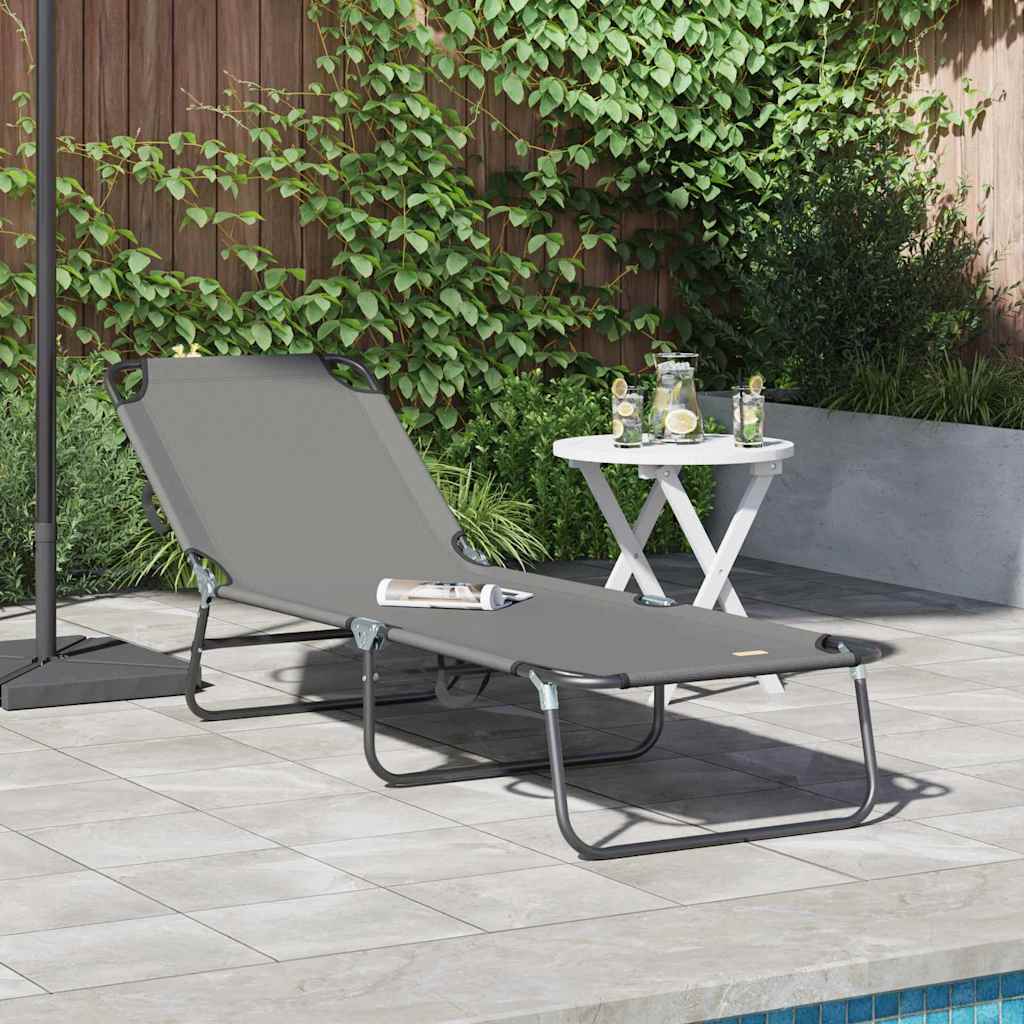 Klappbare Sonnenliege 1-Person Grau 56 x 189 x 87cm Stoff
