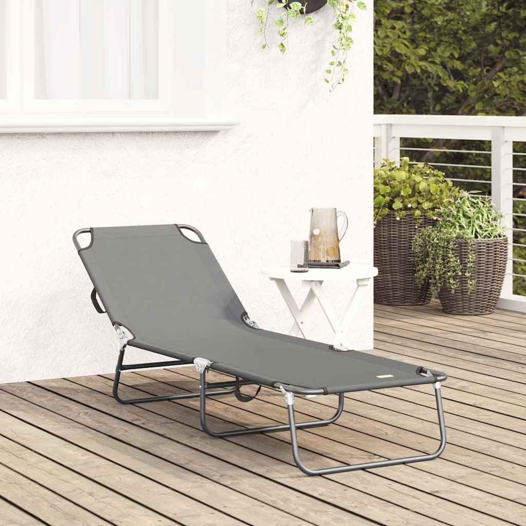 Klappbare Sonnenliege 1-Person Grau 56 x 189 x 87cm Stoff
