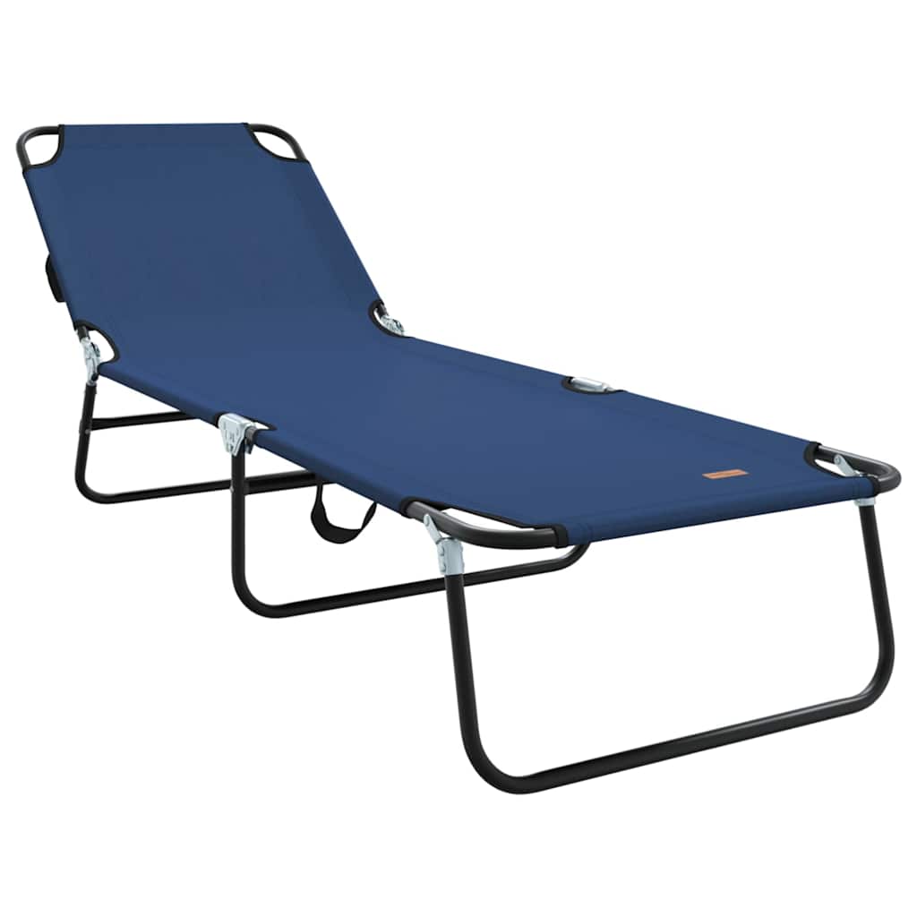 Klappbare Sonnenliege 2-Person 2 pcs Blau 56 x 189 x 87cm Stoff