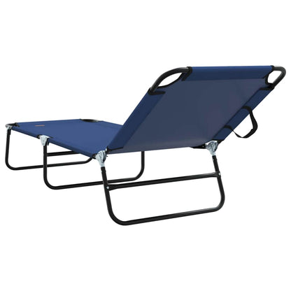 Klappbare Sonnenliege 2-Person 2 pcs Blau 56 x 189 x 87cm Stoff