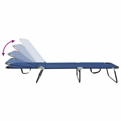 Klappbare Sonnenliege 2-Person 2 pcs Blau 56 x 189 x 87cm Stoff