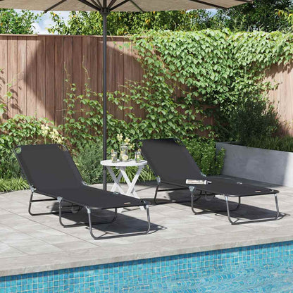 Klappbare Sonnenliege 2 pcs Schwarz 56 x 189 x 87cm Stoff