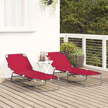 Klappbare Sonnenliege 2-Person 2 pcs Rot 56 x 189 x 87cm Stoff