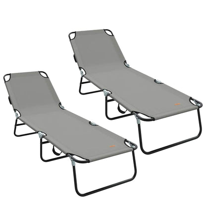 Klappbare Sonnenliege 2-Person 2 pcs Grau 56 x 189 x 87cm Stoff