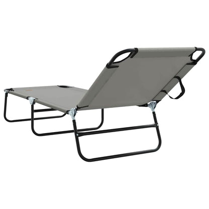 Klappbare Sonnenliege 2-Person 2 pcs Grau 56 x 189 x 87cm Stoff