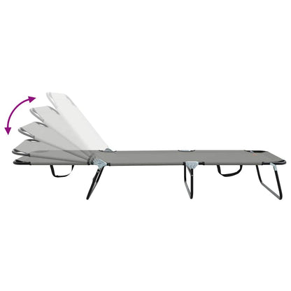 Klappbare Sonnenliege 2-Person 2 pcs Grau 56 x 189 x 87cm Stoff