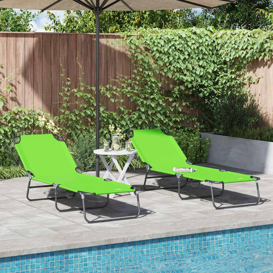 Klappbare Sonnenliege 2-Person 2 pcs Grün 56 x 189 x 87cm Stoff