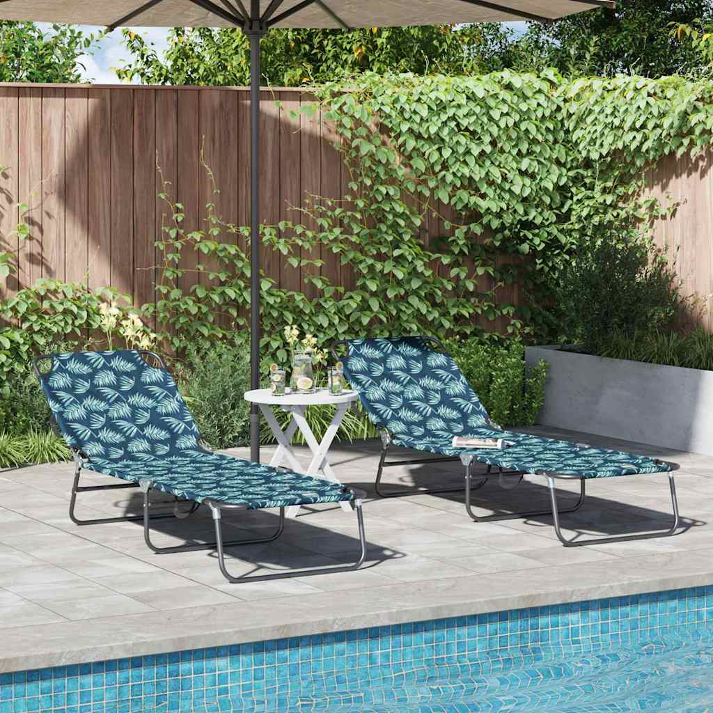 Klappbare Sonnenliege 2-Person 2 pcs Grün 56 x 189 x 87cm Stoff