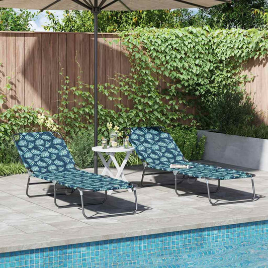 Klappbare Sonnenliege 2-Person 2 pcs Grün 56 x 189 x 87cm Stoff